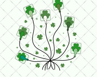 EKG Leads Cheat Sheet St. Patrick's Day PNG For Sublimation Lucky Vibes St Patricks Day Instant Download Peds Picu Cicu Icu Nursing PNG