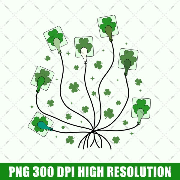 EKG Leads Cheat Sheet St. Patrick's Day PNG For Sublimation Lucky Vibes St Patricks Day Instant Download Peds Picu Cicu Icu Nursing PNG