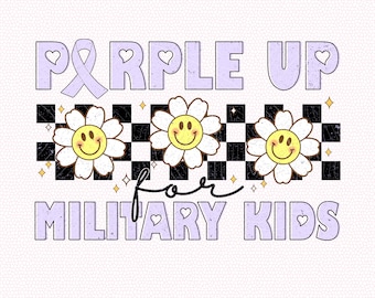 Purple Up For Military Kids PNG For Sublimation Sunflower Military Child Month PNG Military Awareness Shirt PNG File, Purple Ribbon png