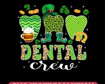 St. Patrick's Day Dental Crew PNG For Sublimation St Patricks Day Instant Download Leopard Tooth PNG Shamrock PNG