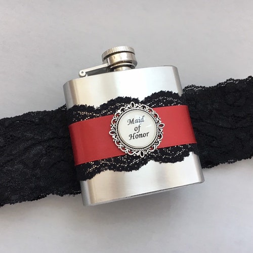 FLASK GARTER Wedding Garter With Personalized Flask Black & Etsy