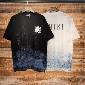 Camiseta Amiri, algodón de moda, cuello redondo, manga corta, estampado de letras