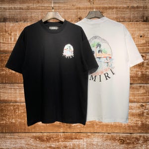 Camiseta Amiri, algodón de moda, cuello redondo, manga corta, estampado de letras