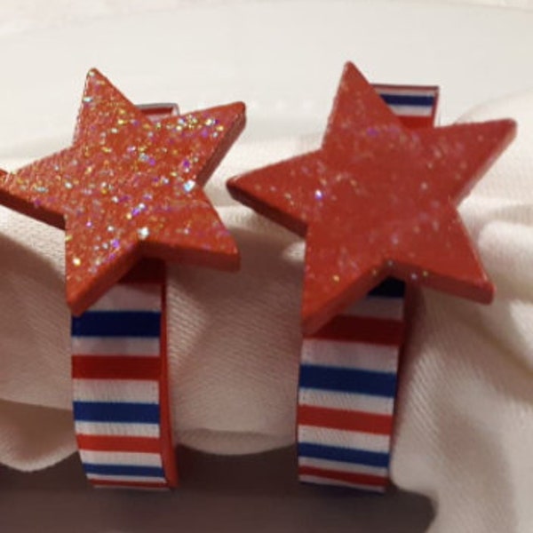 Napkin Rings - beautiful patriotic napkin rings with stars.  Red, white & blue. FREE SHIPPING in US