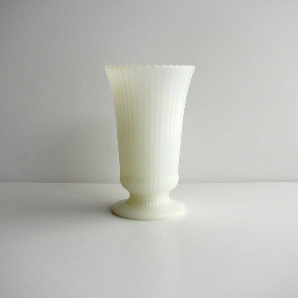 Vintage Milk Glass Pedestal Vase by E O Brody.