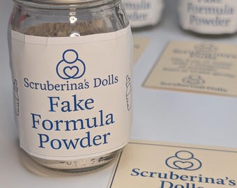 Fake Powdered Formula in Glass Bottle | Reborn Prop – 4 oz Jar for Bottle Prep & Roleplay. Free domestic shipping!