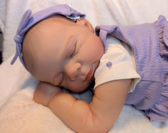 SALE 50% OFF use code SAVE50 | Hand-Reborned Sleeping Baby Doll | 20” Heavy Weighted Comfort Doll with Layette Set