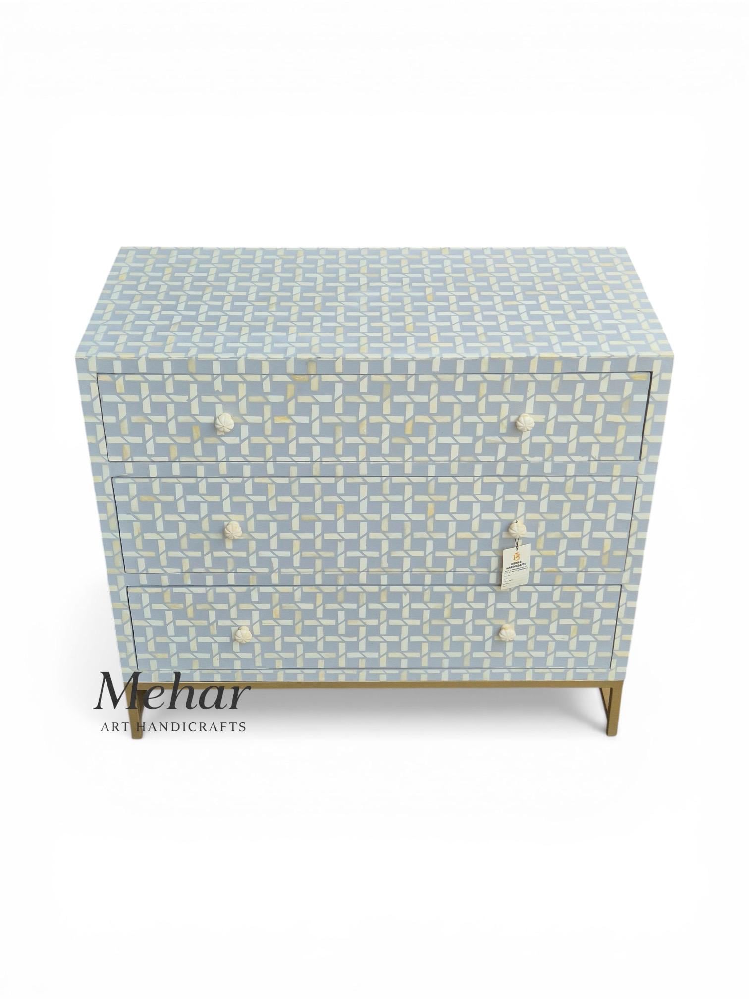 Modern Bone Inlay Modern Bone Inlay Chest of Drawers | Handmade Grey White Dresser ...