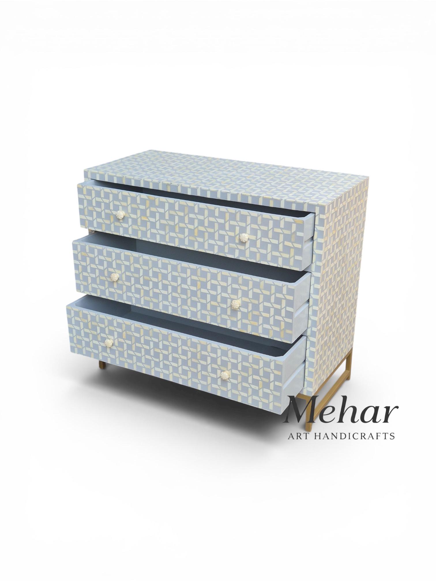 Modern Bone Inlay Modern Bone Inlay Chest of Drawers | Handmade Grey White Dresser ...