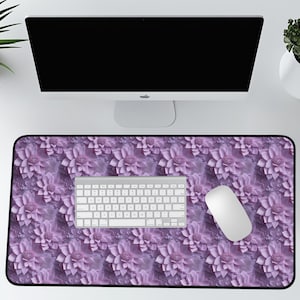 Purple Desk Mat, Lace style, Floral pattern, Desk pad,Gaming Mousepad Gift, Home Office Decor,  Floral Desk Mat, purple mousepad