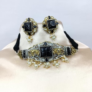 Sabyasachi Inspired Multicolor Kundan Choker Necklace Set - Indian Jewelry Set, Indian Choker with Earrings Set Jewelry
