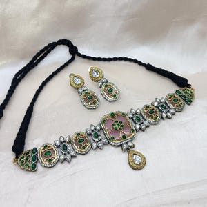 Victorian Kundan Choker, Duel Tone Necklace, Indian Necklace, Indian Choker, Wedding Necklace Set, Sabyasachi Choker, Bride made Necklace