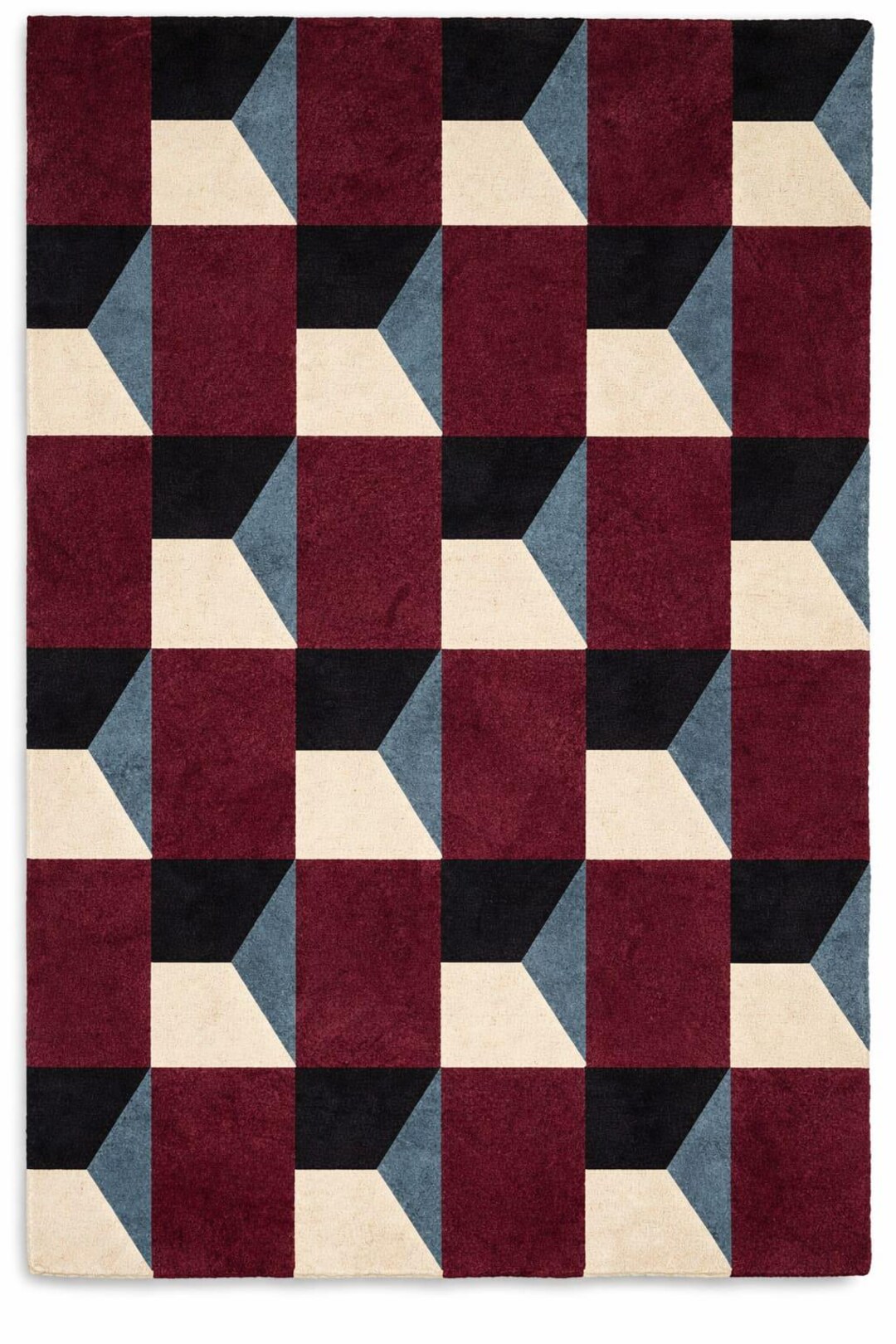 Bugundy Check Rug Handmade Geometric Tufted Rug – Burgundy Checkered Abstract Design - Etsy