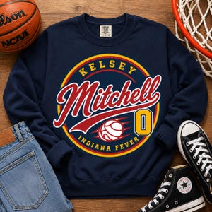 Kelsey Mitchell 0 Retro Basketball PNG | Indiana Fever Fan Graphic (Digital Download)
