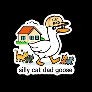 Silly Goose Cat Dad Magnet: Funny Animal Lover Fridge Decor
