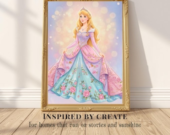 Princess Aurora |  Sleeping Beauty Poster, Briar Rose Wall Art, Fairytale Room Decor, Storybook Poster