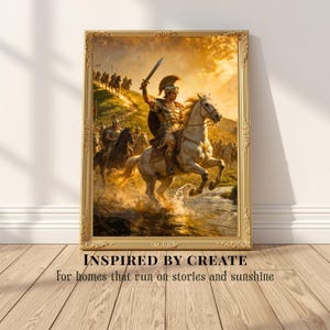 Crossing the Rubicon | Triumphant Conqueror, Roman General on Horseback, Julius Caesar Inspired, Golden Victory Wall Art