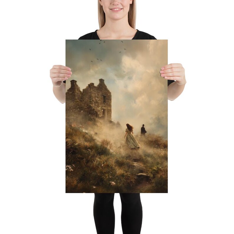 Severed but Bound – Atmospheric Gothic Moorland Art Print, Romantic Literary Wall Art, Misty English Landscape, Emotional Storytelling Art