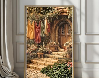 The Tailor’s Cottage Door | Fine Art Print, Storybook Fantasy Home, Round Door Cottagecore Wall Art, Cozy Shire-Inspired Decor