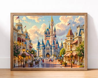 Enchanted Castle Road Art Print – Fantasy Street View (Digital Download)