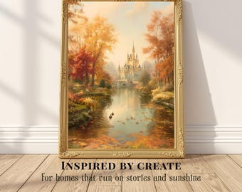 Autumn Dawn | Fairytale Castle Landscape | Romantic Autumn Wall Art | Storybook Nature Print | Cozy Cottagecore Home Decor