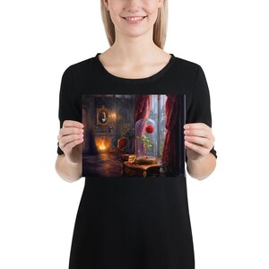 The Rose Under Glass – Old World Romantic Botanical Wall Art Still Blooming – Gothic Floral