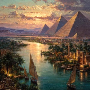 Tableau sur toile - Les pyramides de Gizeh - Panorama