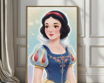 Fairest Snow White| Princess of the Woods | Whimsical Storybook Girl Wall Art | Fairytale Nursery Decor | Fantasy Illustration