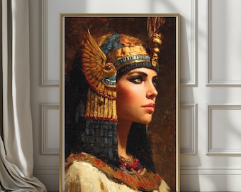 Cleopatra Portrait Print | Egyptian Queen Wall Art, Regal Ancient Egypt Decor, Cinematic Goddess Portrait