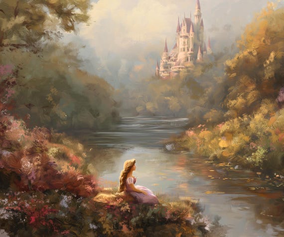 Large Format Fairytale Castle Art - Oversized Romantic Princess Statement Wall Art - 24x36 Epic Fantasy Landscape - Masterpiece Gallery Art