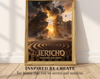 Jericho | Battle of Jericho Christian Wall Art, Seven Days One Shout, Biblical Victory Poster, Faith and Courage Decor
