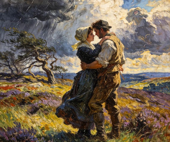 Stillness in the Storm Romantic Painterly Art Print • Enduring Love • Vintage-Inspired Countryside Romance • Emotional Wall Art