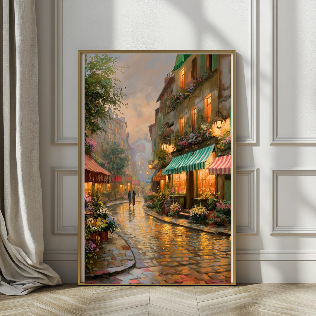 European Street Street Cozy Rainy Evening Wall Art Paris Cafe Lights european-street-street-cozy-rainy-evening-wall-art-paris-cafe-lights
