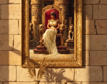 エジプトの女王クレオパトラ - エジプト美術 - キャンバスに手描きされ