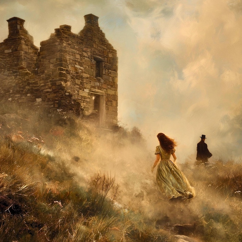 Cortado pero atado/Cumbres borrascosas/Impresión artística de Yorkshire Moors/Póster literario romántico/Romance gótico/Narración emotiva imagen 2
