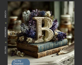Regency Monogram Art Print – Vintage Book Lover Decor