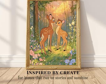 Where Paths Join | Romantic Deer Art Storybook Forest Wall Decor | Cottagecore Nursery Decor | Fairytale Animal Painting | Nature Lover Gift
