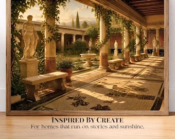 The Garden Beyond | Roman Villa Garden Wall Art, Ancient Rome Print, Classical Courtyard Home Decor