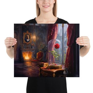 The Rose Under Glass – Old World Romantic Botanical Wall Art Still Blooming – Gothic Floral