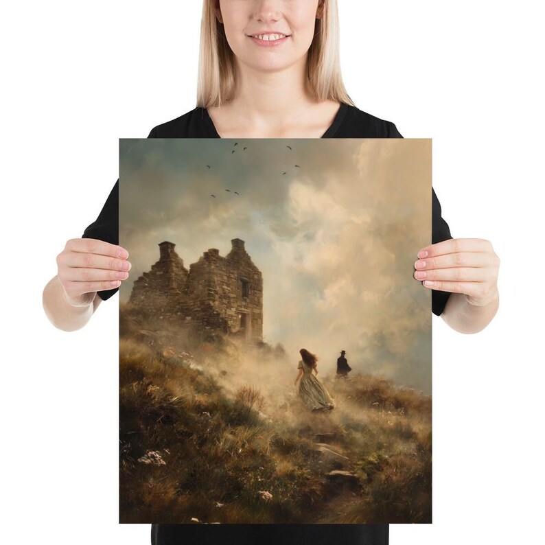 Severed but Bound – Atmospheric Gothic Moorland Art Print, Romantic Literary Wall Art, Misty English Landscape, Emotional Storytelling Art