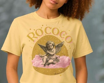 Camiseta con gráfico de querubín rococó: estilo ángel vintage