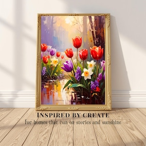 Spring Rain | Moody Floral Garden Wall Art, Rainy Landscape Print, Atmospheric Nature Decor, Romantic Botanical Artwork