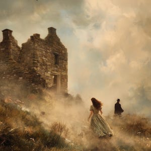 Cortado pero atado/Cumbres borrascosas/Impresión artística de Yorkshire Moors/Póster literario romántico/Romance gótico/Narración emotiva imagen 5