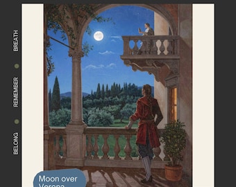 Maan boven Verona | Literaire liefhebbers | Romantische kunstafdruk