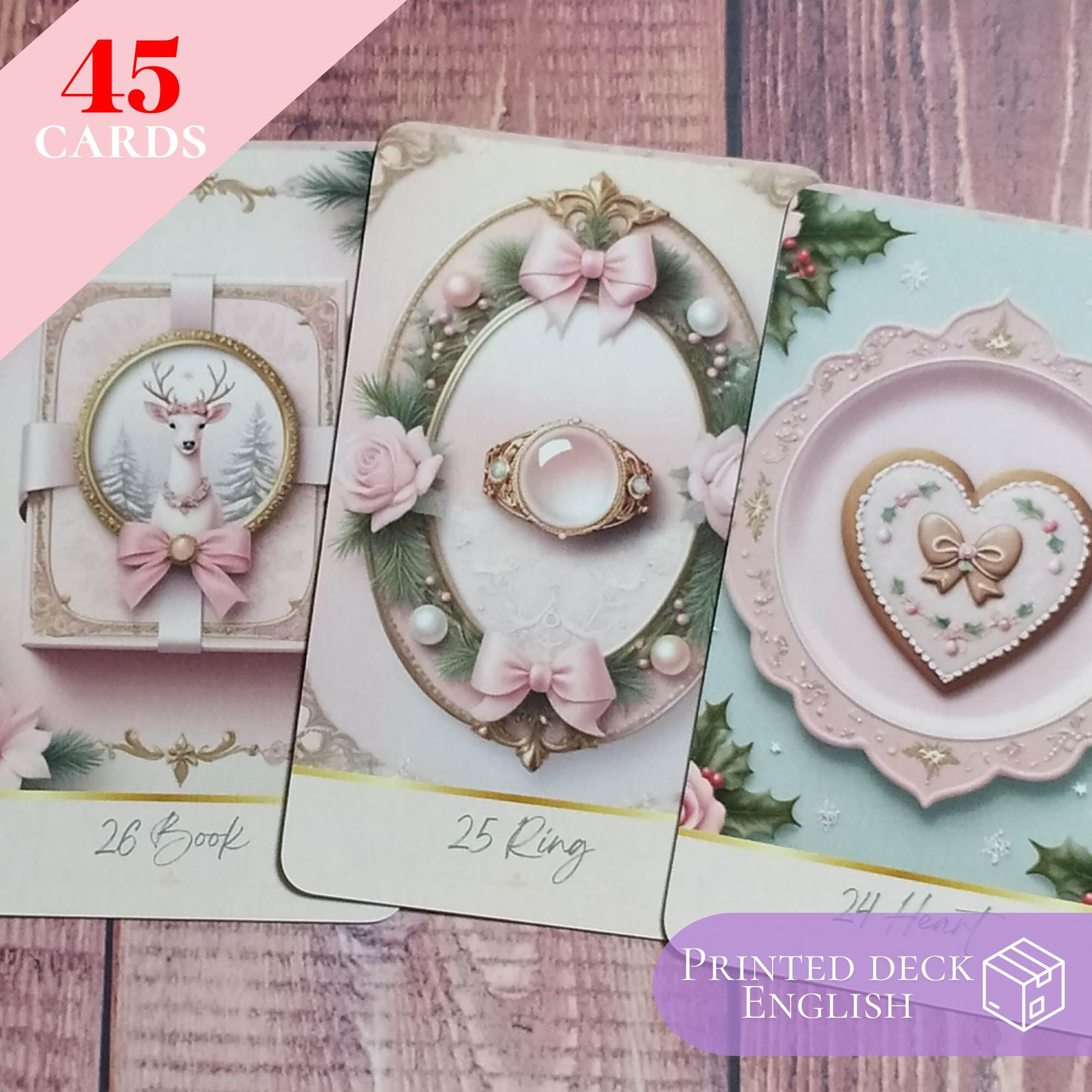 Jeu De Cartes Lenormand De Noël Vintage - Oracle Divinatoire 36 Cartes Avec Pochette Velours
