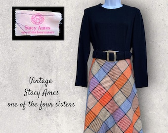 Vintage 1960s Plaid Mod Dress by Stacy Ames