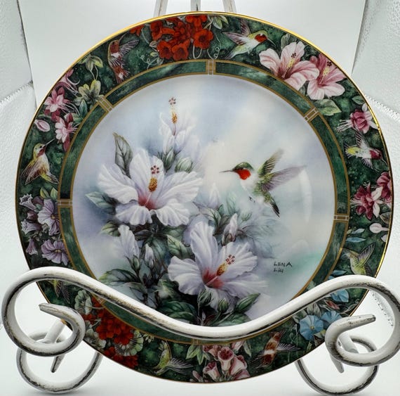 Vintage The Ruby Throated Hummingbird Porcelain 7-3/4" Collector Plate WS George 1992 Lena Liu