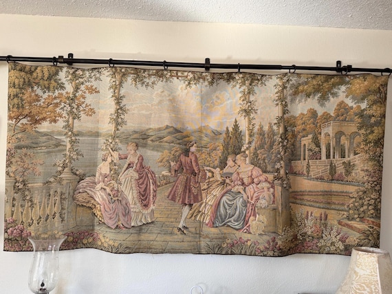 Vintage Dame e Lago Made in Italy Italian Wall Tapestry 075 x 165 cm