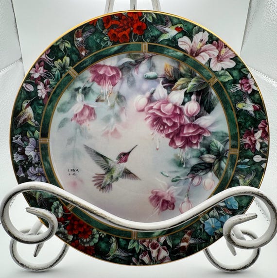 Vintage The Anna's Hummingbird Porcelain 7-3/4" Collector Plate WS George 1992 Lena Liu