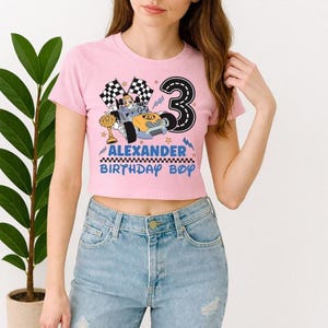 Personalized Racing Mickey Mouse Birthday Baby Tee Shirt Mickey Racing Party Shirt Custom Pit Crew Tee Family Birthday Matching Shirt